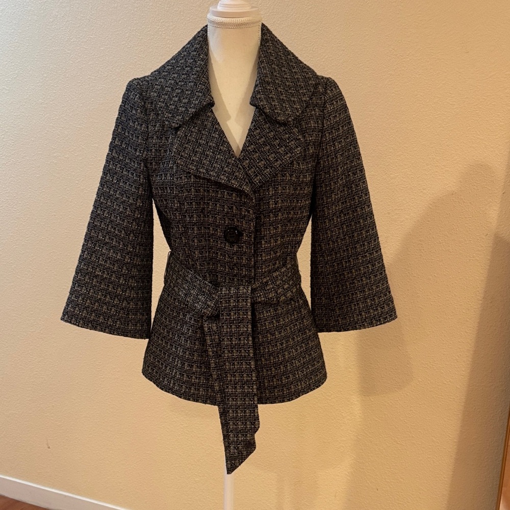 Classiques Entier Black and Gray Textured Blazer